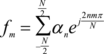 For a function f(t) that can be represented at the sample points, t=mh, by the discrete function fm=f(mh) then we get the following fourier series