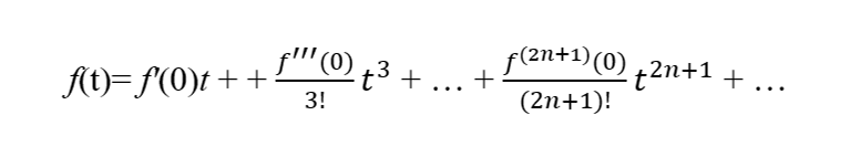 If a function is odd then it will only have odd powers of t in its Maclaurin series